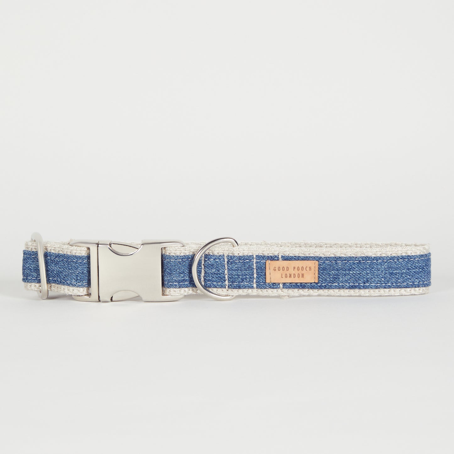 Handmade Hemp Blue Denim Dog Collar