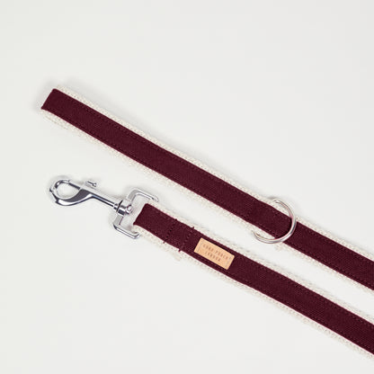Handmade Berry Burgundy Hemp Dog Lead