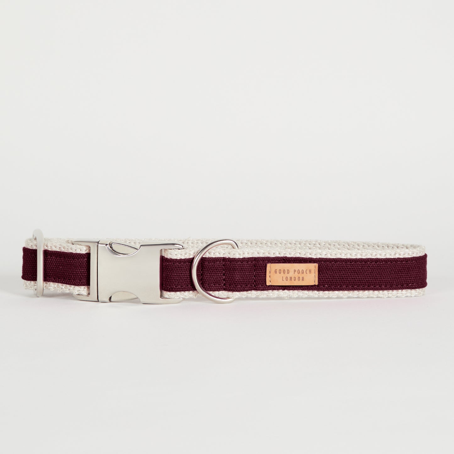 Handmade Berry Burgundy Hemp Dog Collar, Harness & Lead Set