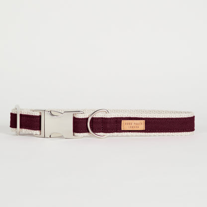 Handmade Berry Burgundy Hemp Dog Collar, Harness & Lead Set