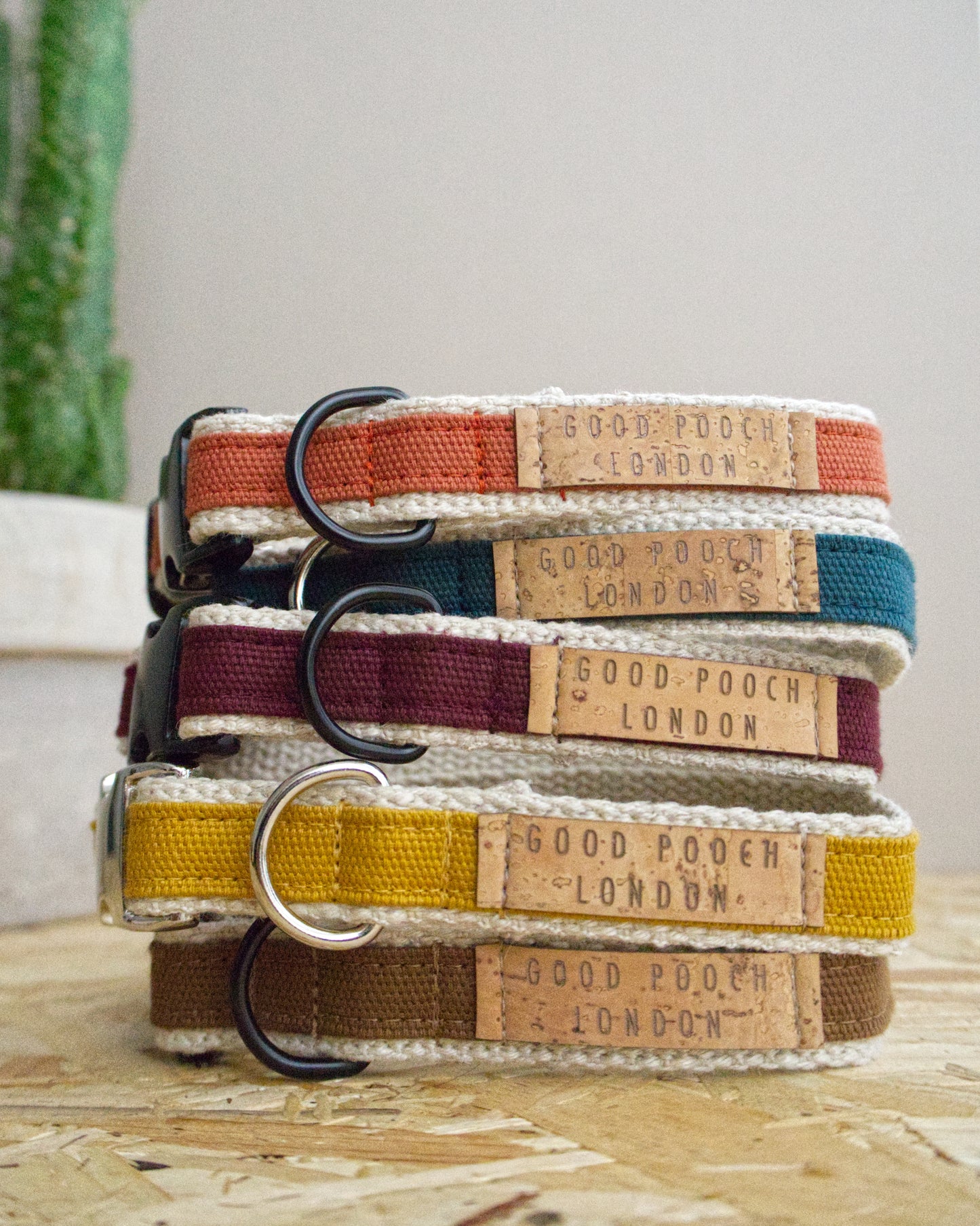 Handmade Berry Burgundy Hemp Dog Collar, Harness & Lead Set