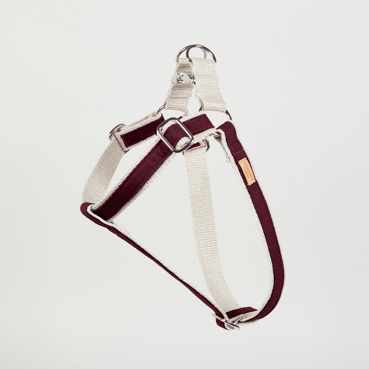 Handmade Berry Burgundy Hemp Dog Collar, Harness & Lead Set