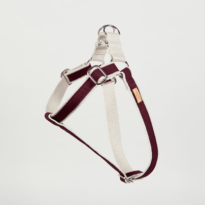 Handmade Berry Burgundy Hemp Dog Collar, Harness & Lead Set