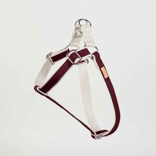 Handmade Berry Burgundy Hemp 'Step In' Dog Harness