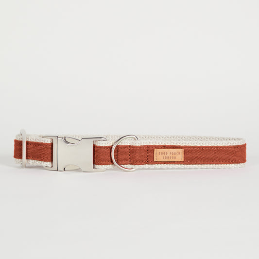 Handmade Burnt Orange Hemp Dog Collar