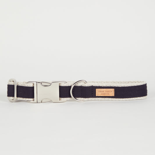 Handmade Hemp Black Denim Dog Collar