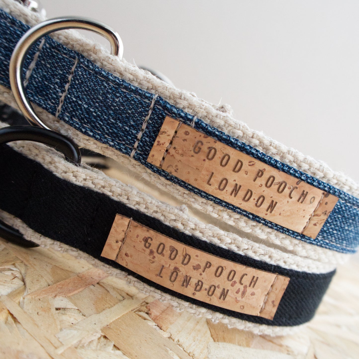 Handmade Hemp Black Denim Dog Collar