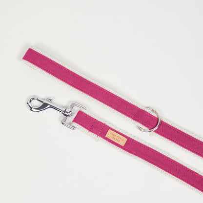 Handmade Pretty In Pink Hemp Dog Collar, Harness & Lead Set
