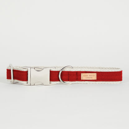 Handmade Ruby Red Hemp Dog Collar
