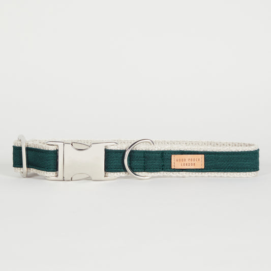 Handmade Teal Green Hemp Dog Collar